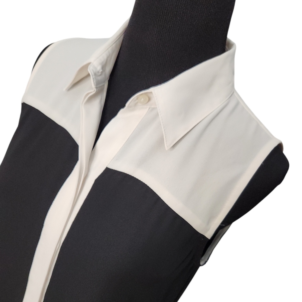 Ann Taylor Color Block Sleeveless Top Tan Black and White Size XS